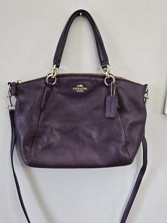 Coach Handbags - Coach Pebbled Leather Tote Or Crossbody - Deep Plum